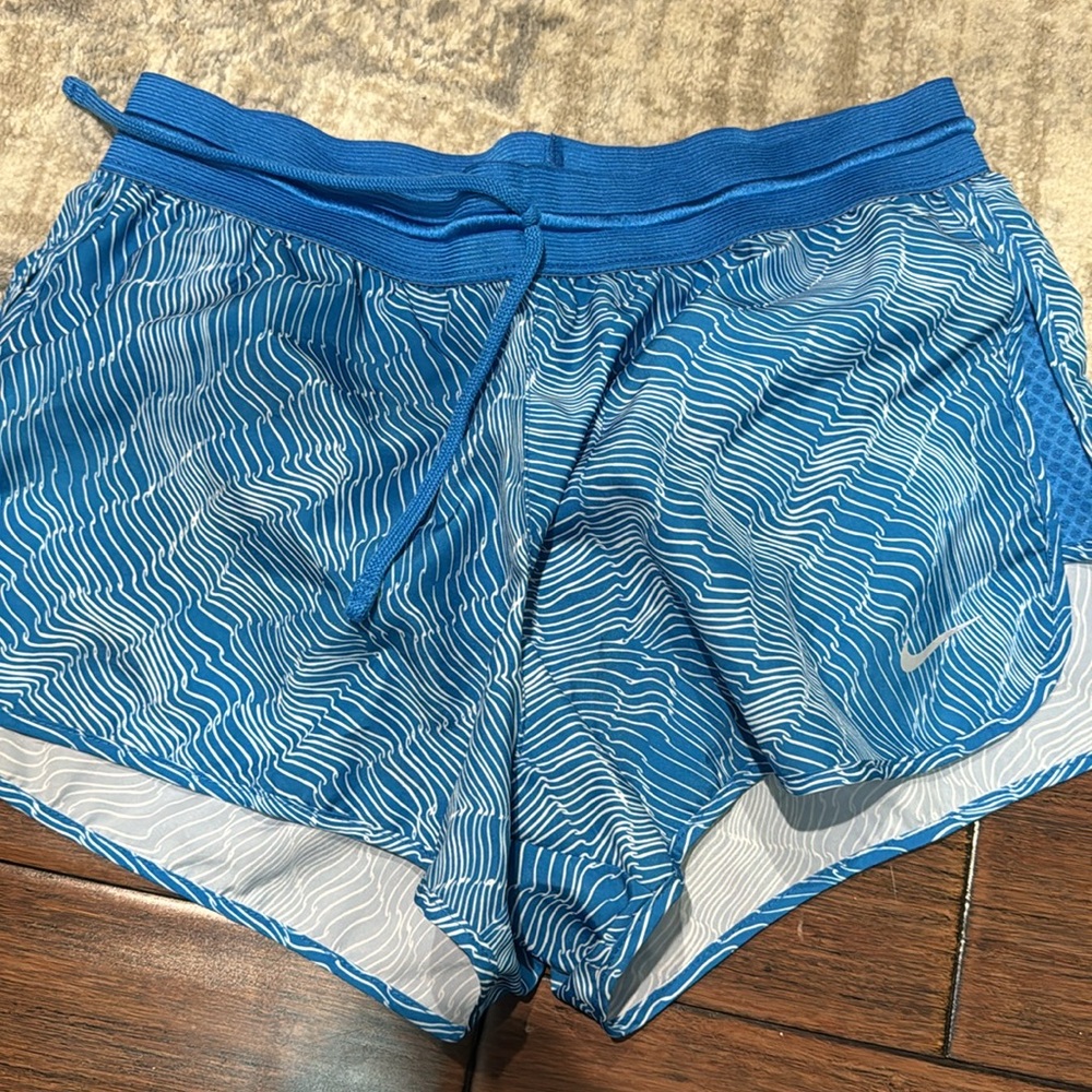 Nike Dri Fit Blue & White Athletic Running Shorts